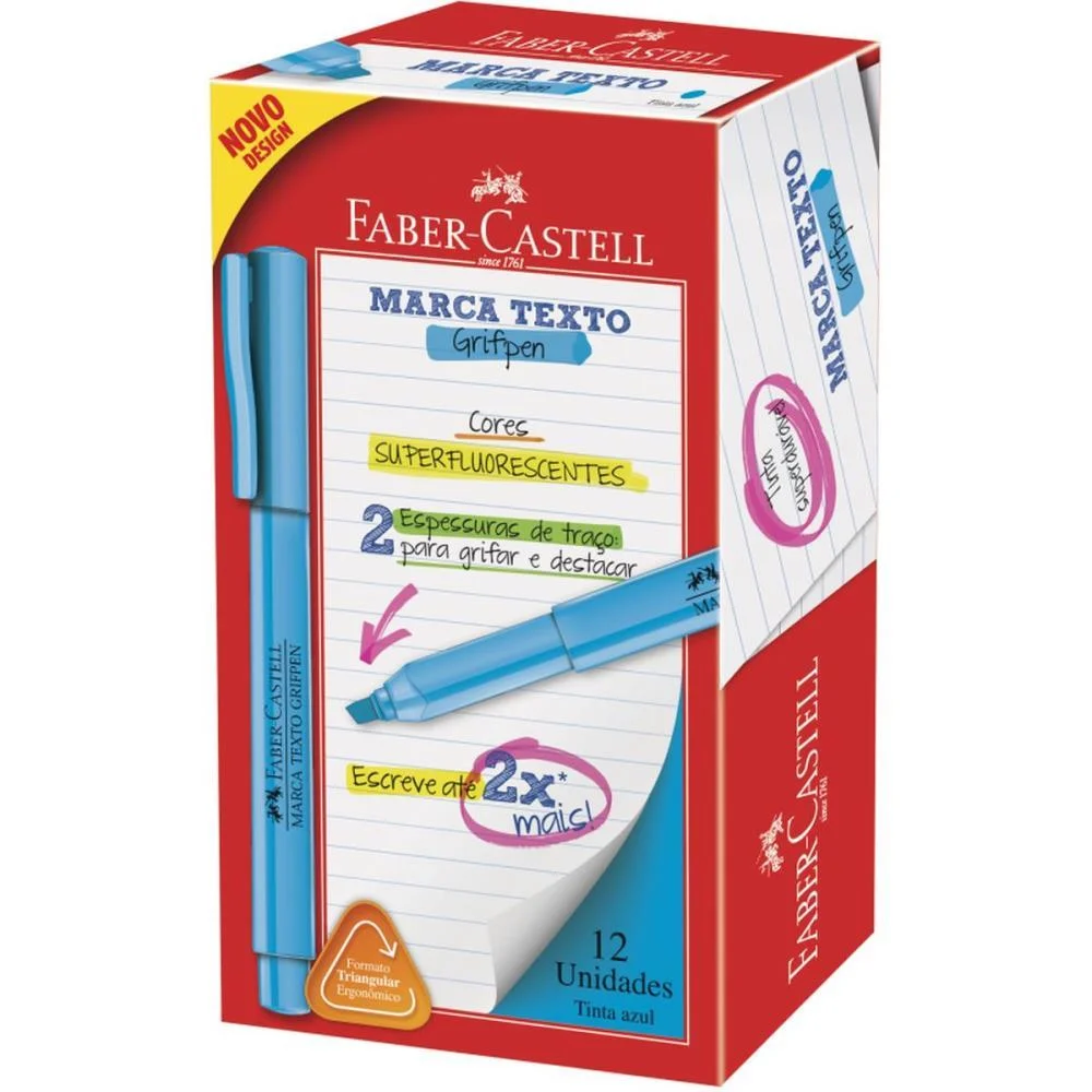 Caneta Marca Texto Grifpen Azul Faber-Castell (Cx.c/12) - imagem 3