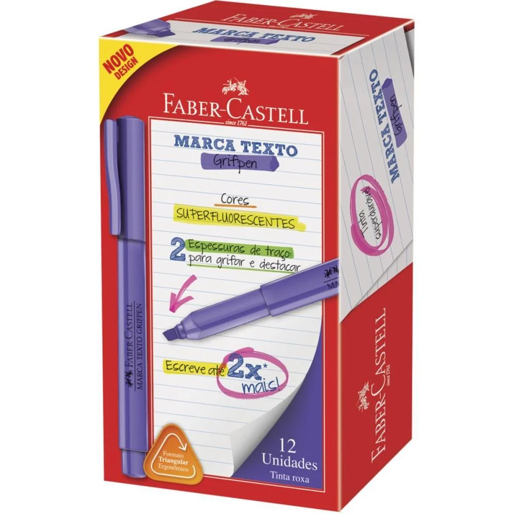 Caneta Marca Texto Grifpen Roxa Faber-Castell (Cx.c/12) - imagem 3