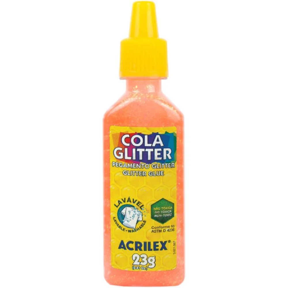 Cola Com Glitter Tubo 23G. Laranja Acrilex (Duzia) - imagem 3