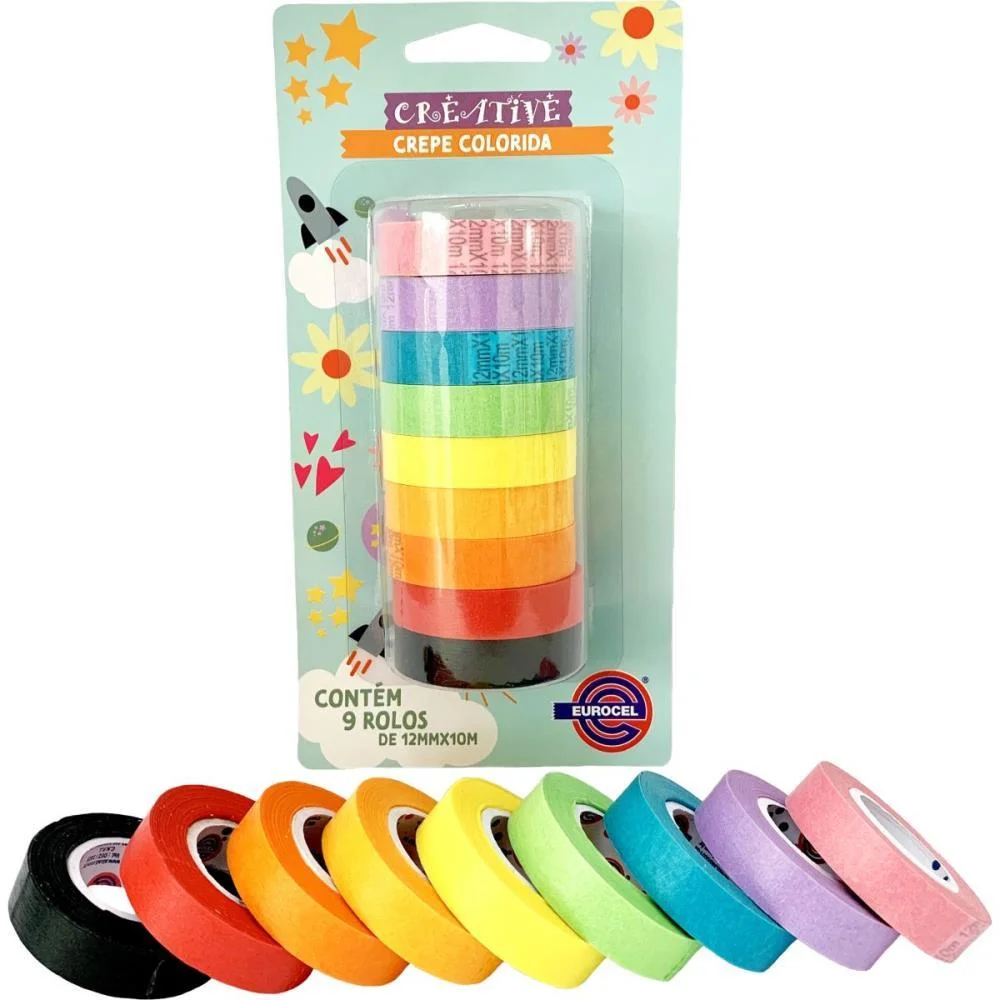Fita Adesiva Decorada Creative Papel Colorida 12X10 Eurocel (Bl.c/09) - imagem 2