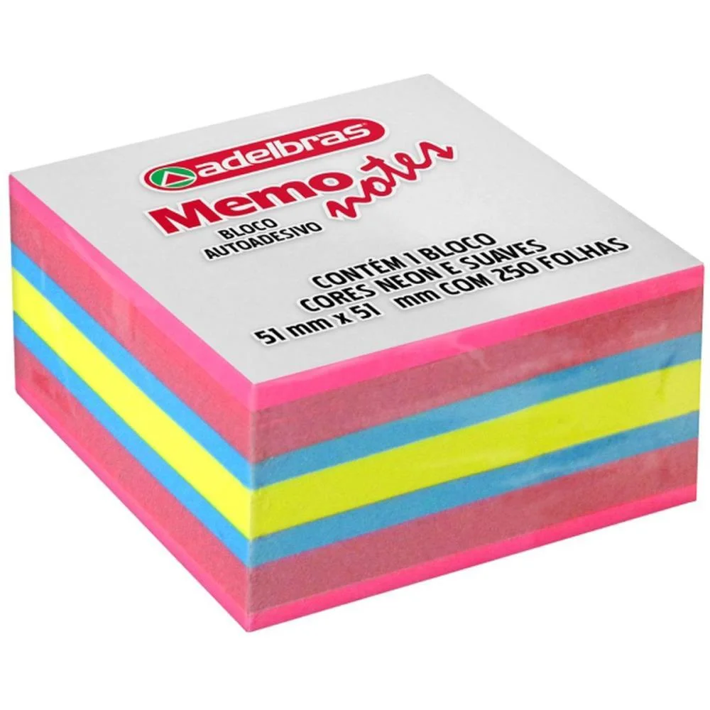 Bloco De Recado Autoadesivo Memonote 51X51 Neon 250Fls. Adelbras (Unidade) - imagem 2