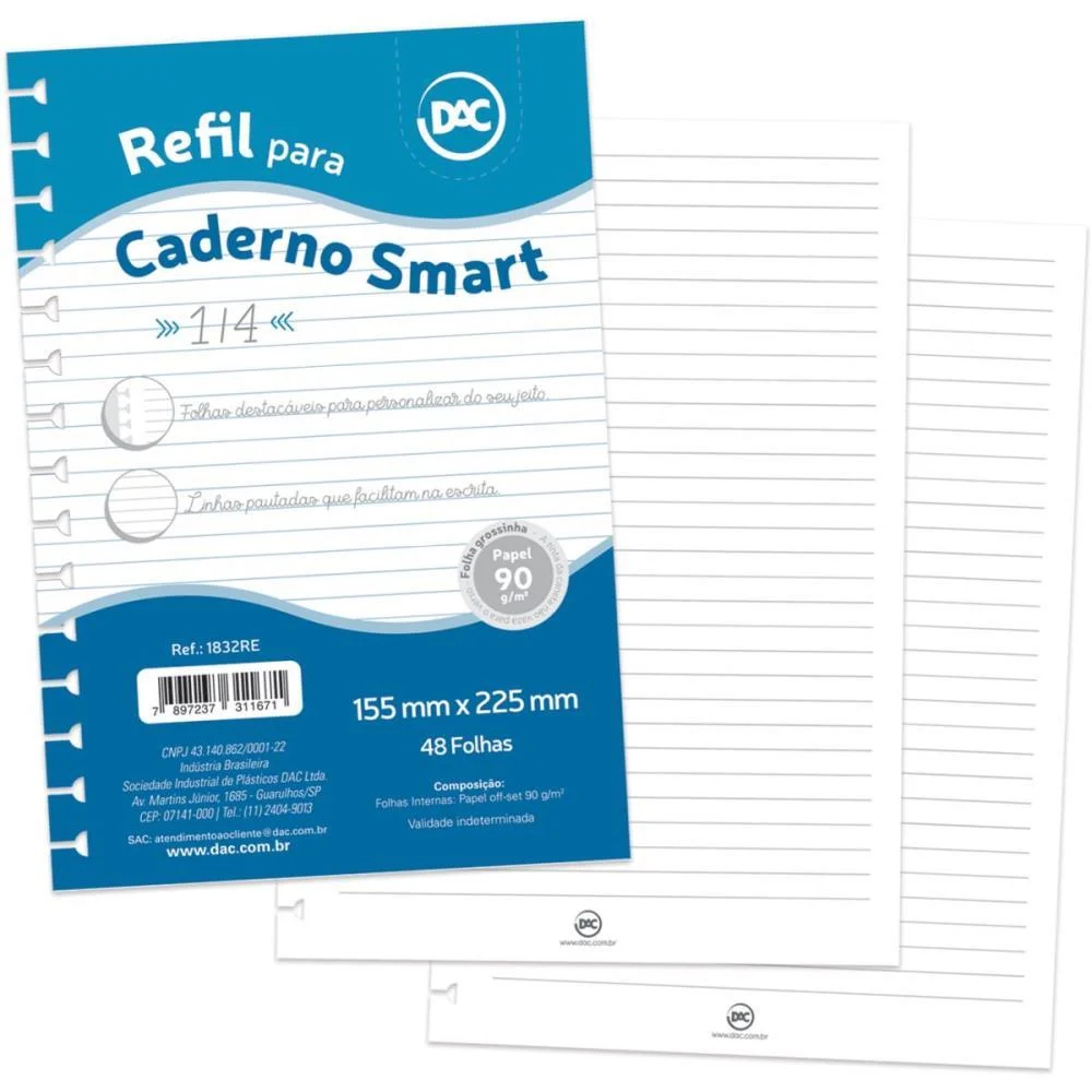 Caderno/Refil Smart Branco Colegial 48F Dac (Unidade) - imagem 2