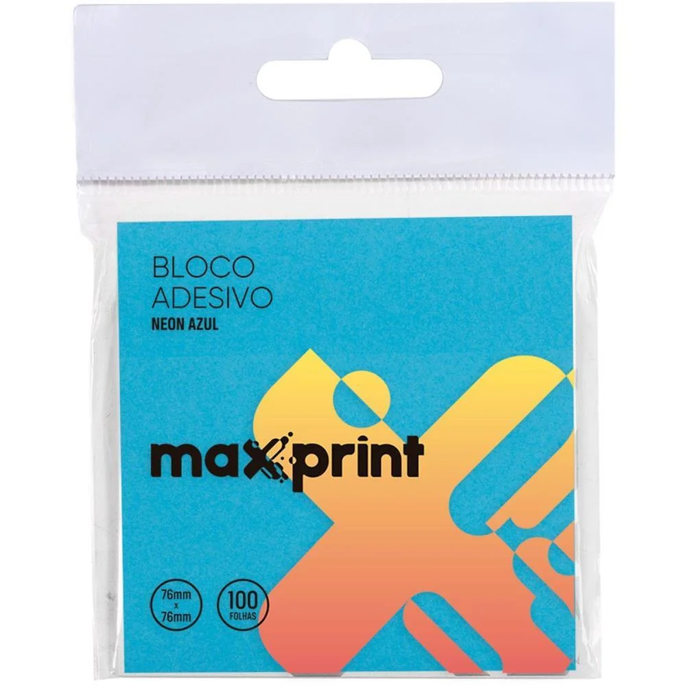 Bloco De Recado Autoadesivo 76X76Mm Azul Neon 100F Maxprint (Unidade) - imagem 3