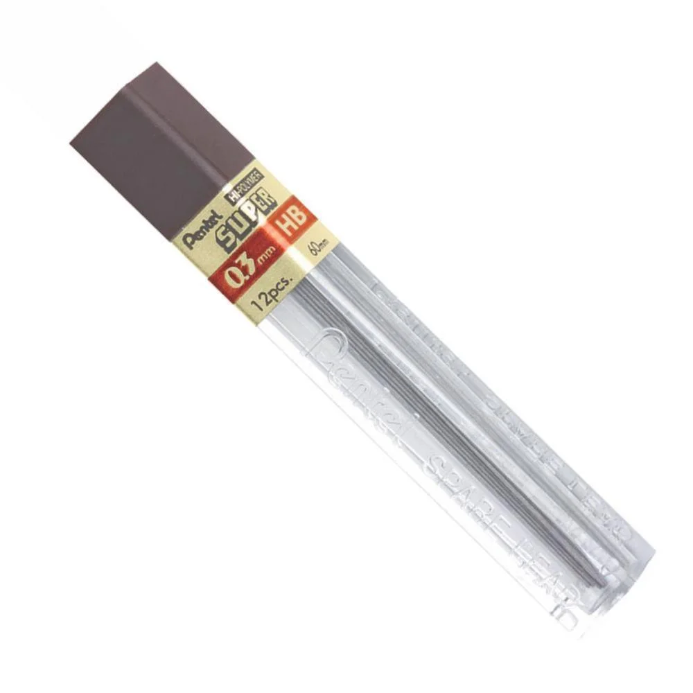 Grafite 0.3Mm Hb Hi Polymer Super 12Tbx12Min Pentel (Cx.c/12) - imagem 2