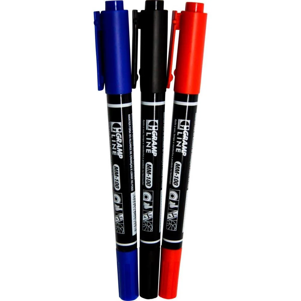 Caneta Para Cd 1.0Mm Mm-100 Multiuso Duo 03 Cores Gramp Line (Bl.c/03) - imagem 2