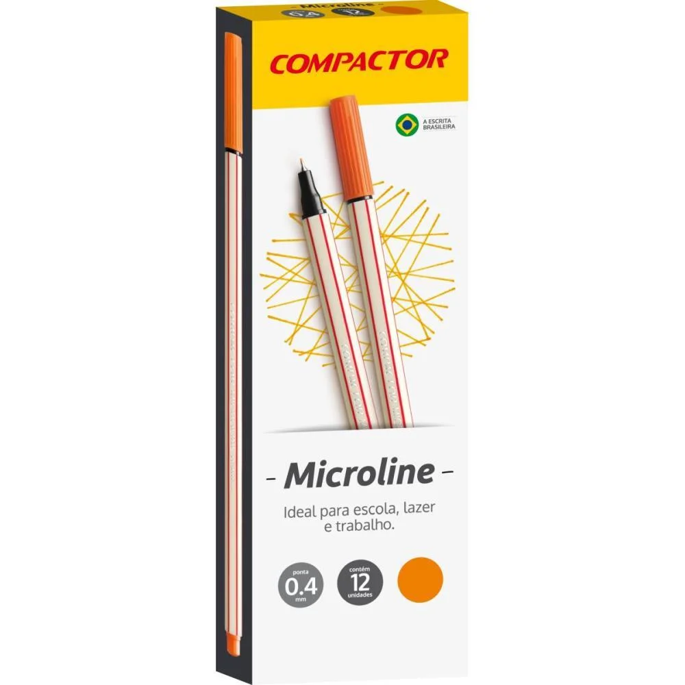 Caneta Com Ponta Porosa Microline 0,4Mm Laranja Compactor (Cx.c/12) - imagem 3