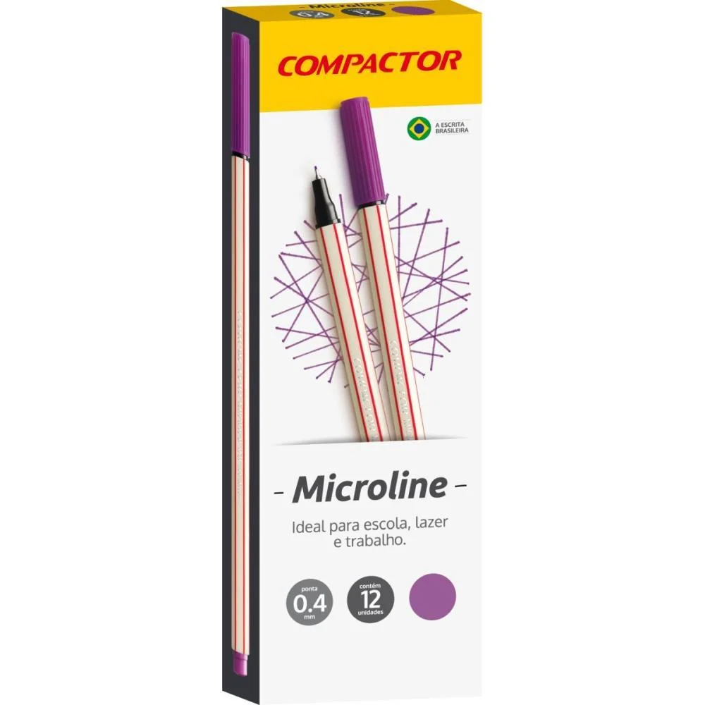 Caneta Com Ponta Porosa Microline 0,4Mm Lilas Compactor (Cx.c/12) - imagem 3