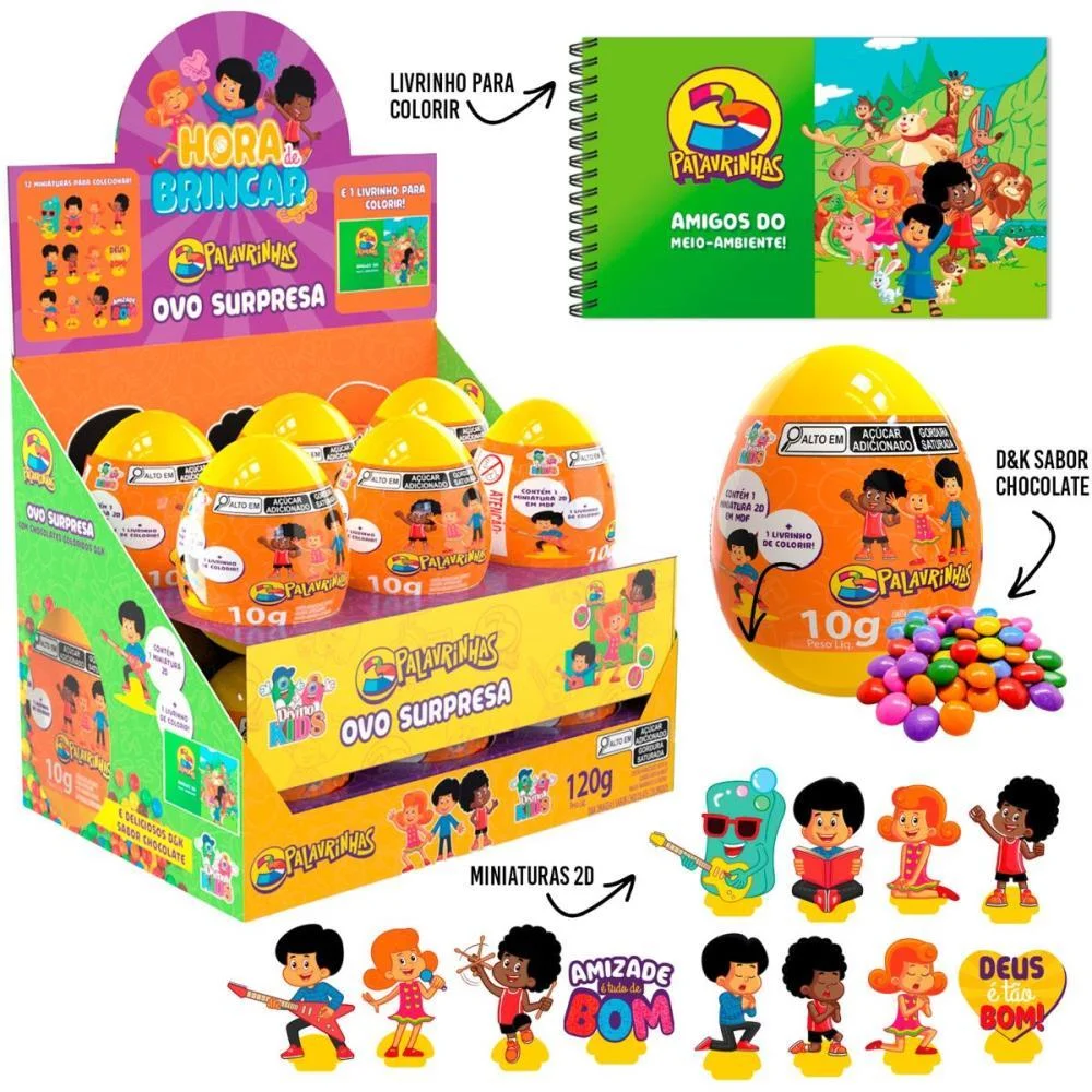 Doce Ovo Surpresa 3 Palavrinhas Divino Kids (Dp.c/12) - imagem 2