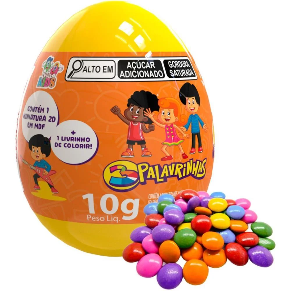 Doce Ovo Surpresa 3 Palavrinhas Divino Kids (Dp.c/12) - imagem 3