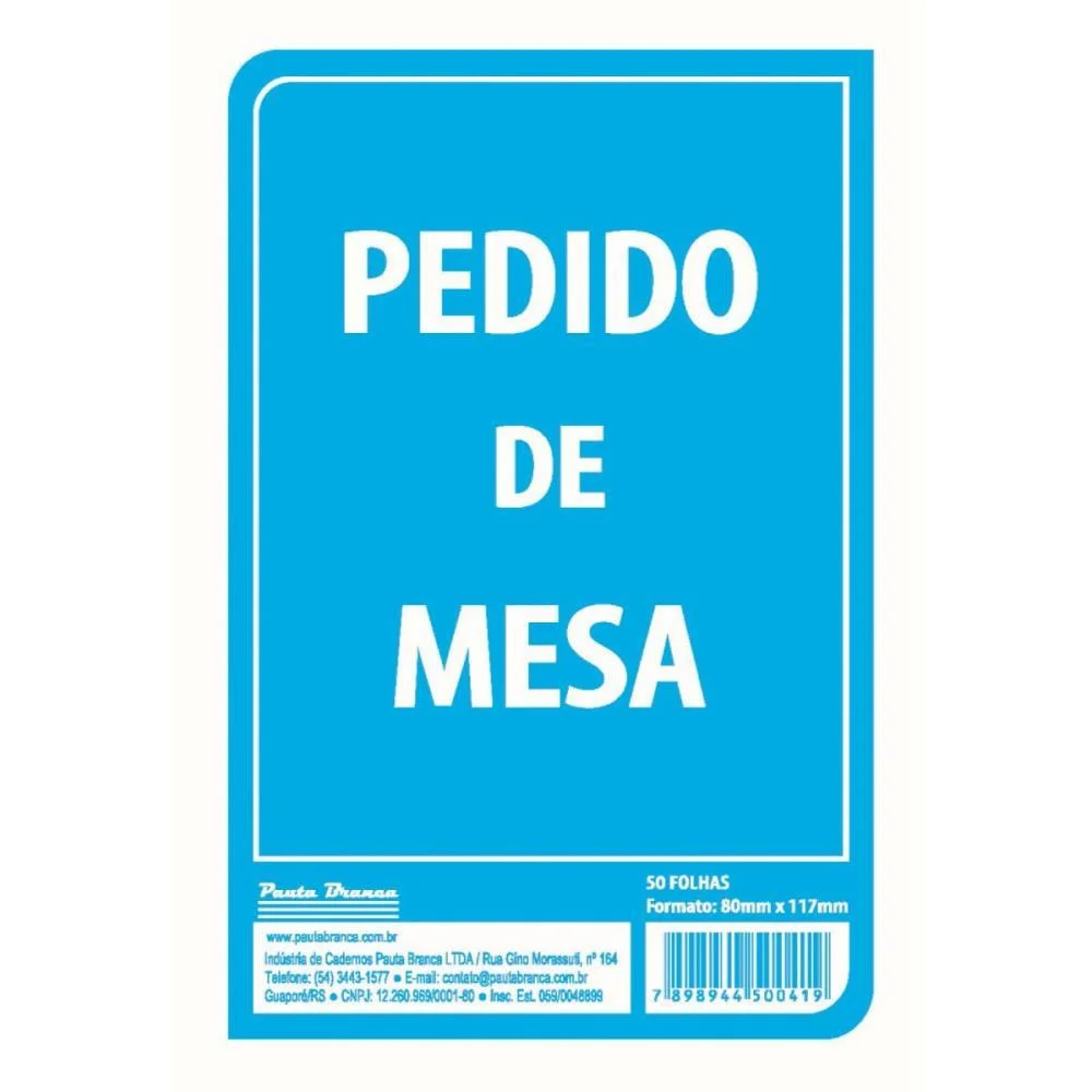 Impresso Talao De Pedido Mesa 50Fls 80X117Mm Pauta Branca (Pct.c/20) - imagem 2