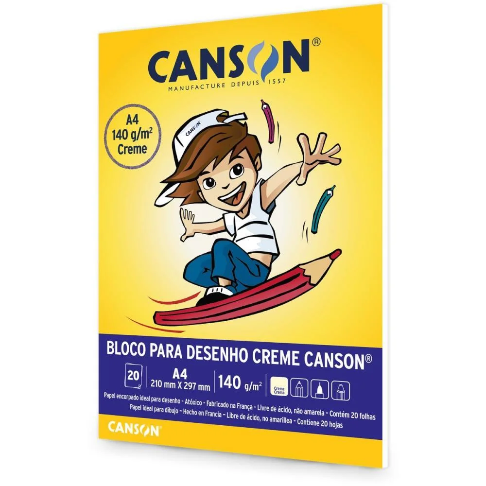 Bloco Para Educacao Artistica Creme Infantil 20F A4 140G Canson (Pacote) - imagem 3