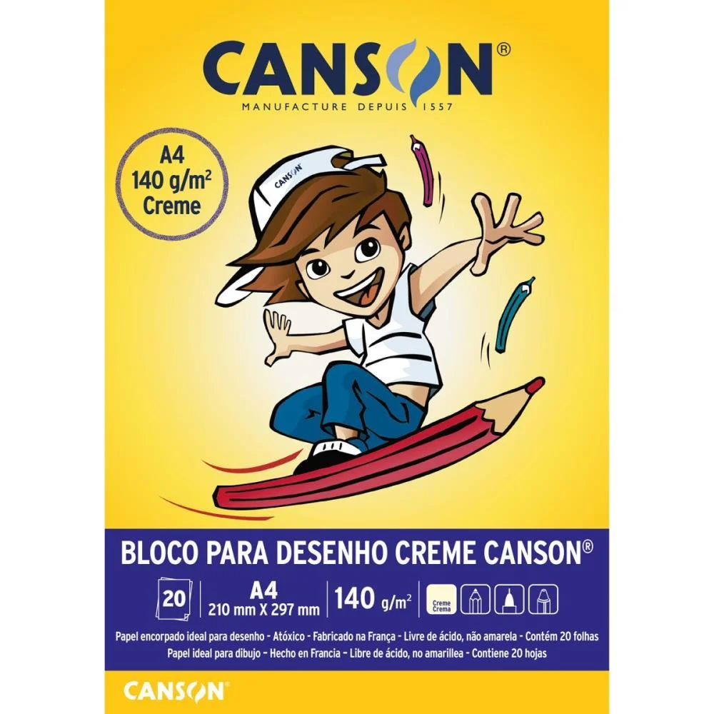 Bloco Para Educacao Artistica Creme Infantil 20F A4 140G Canson (Pacote) - imagem 4