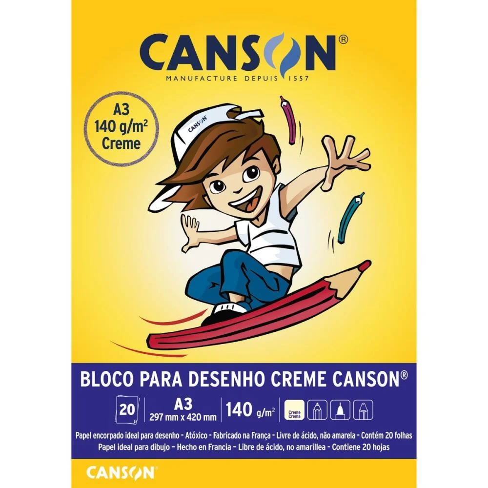 Bloco Para Educacao Artistica Creme Infantil 20F A3 140G Canson (Pacote) - imagem 2