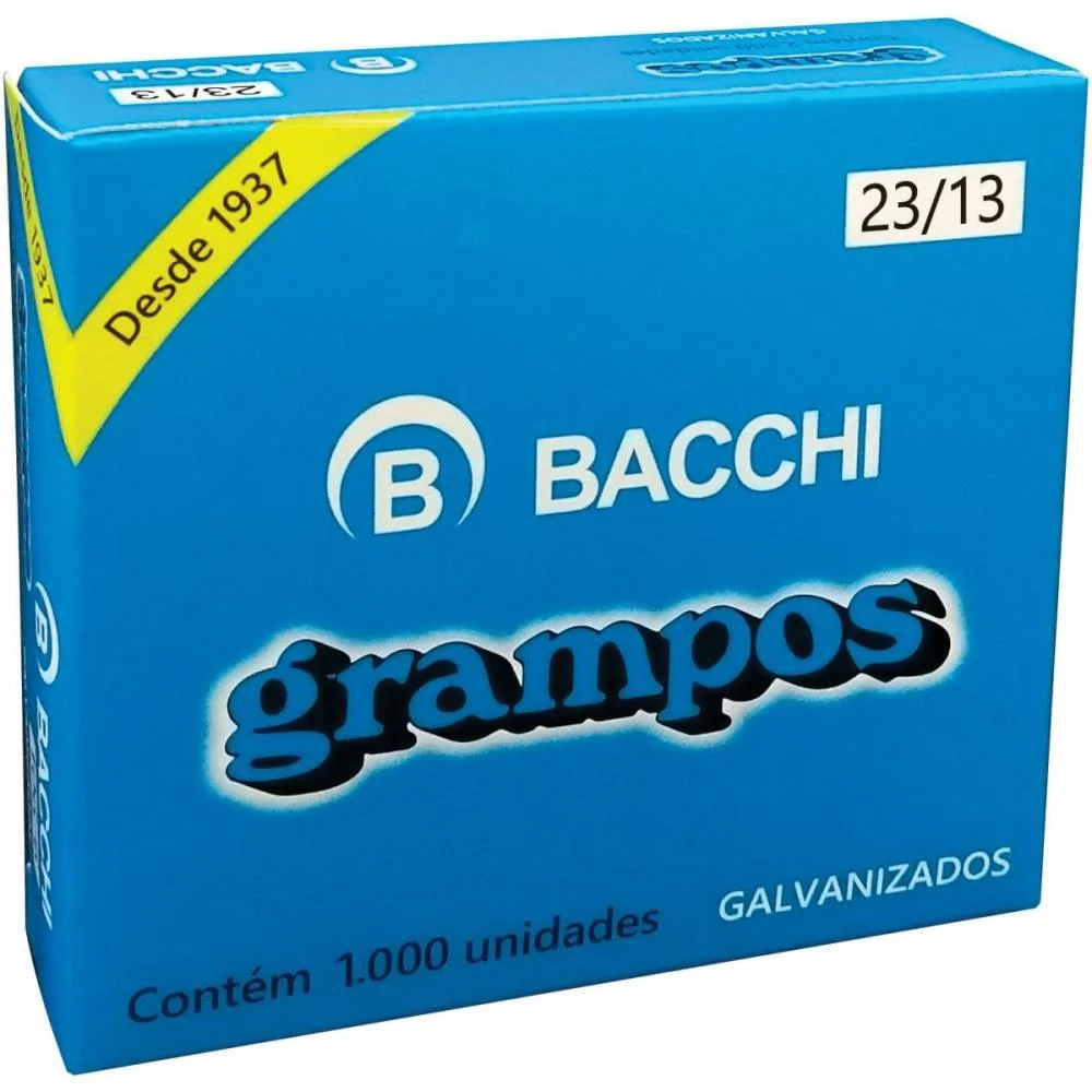 Grampo Para Grampeador 23/13 Galvanizado 1000 Grampos Bacchi (Caixa) - imagem 2