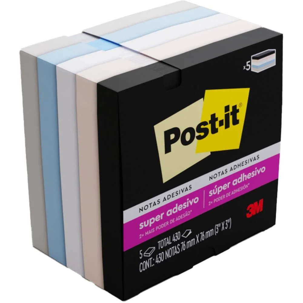 Bloco De Recado Post-It Colecao Serenidade 76X76Mm 3M (Pct.c/05) - imagem 2