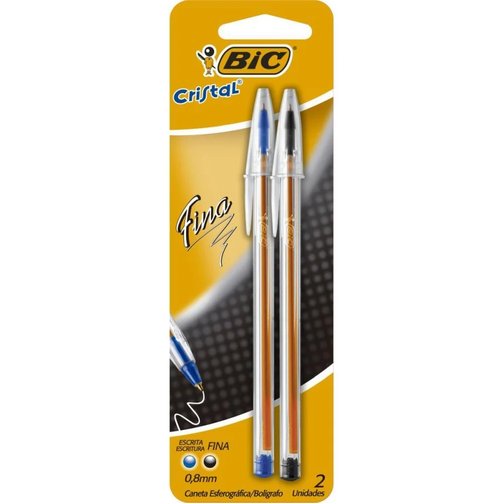 Caneta Esferografica Cristal Fina Az/Pt Bic (Bl.c/02) - imagem 3