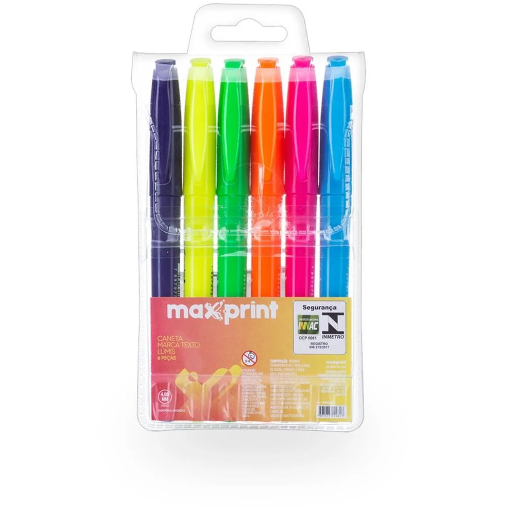 Caneta Marca Texto Lumis C/ 6 Cores Maxprint (Estojo) - imagem 2