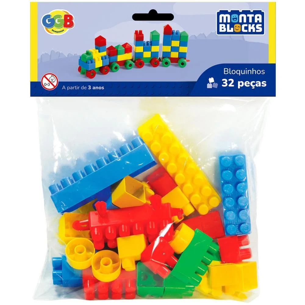 Brinquedo Para Montar Bloquinhos 32 Pecas Ggb Plast (Pacote) - imagem 3