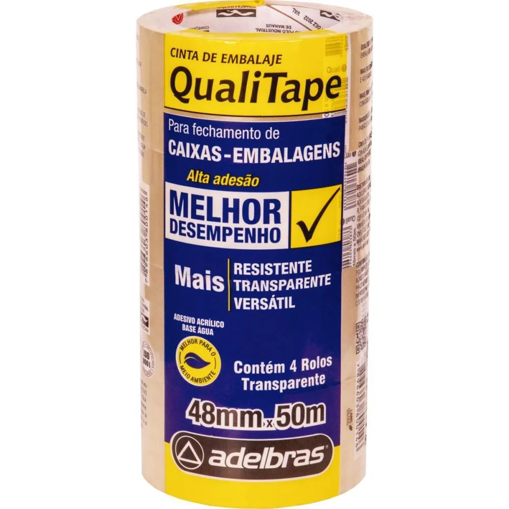 Fita Para Empacotamento Qualitape 48Mm X 50M Transp. Adelbras (Pct.c/04) - imagem 3