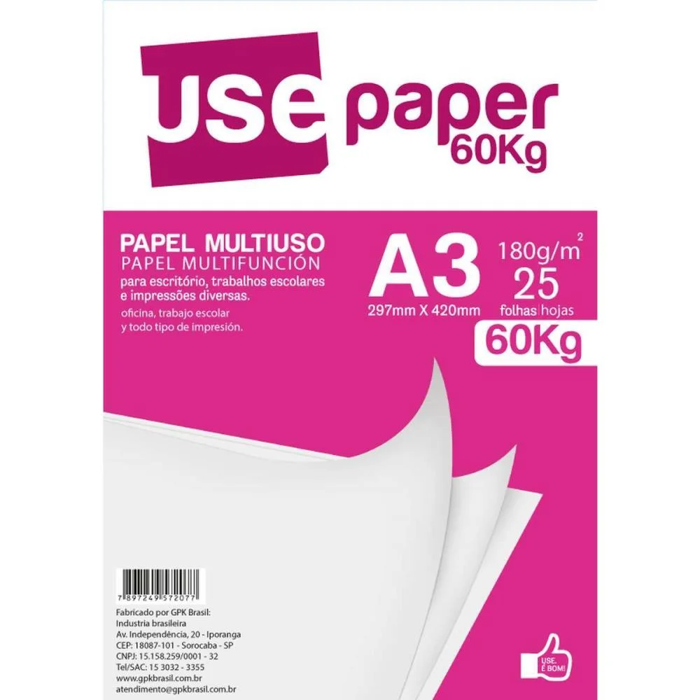 Papel Sulfite A3 60 Kilos Branco 180G Romitec (Pct.c/25) - imagem 2