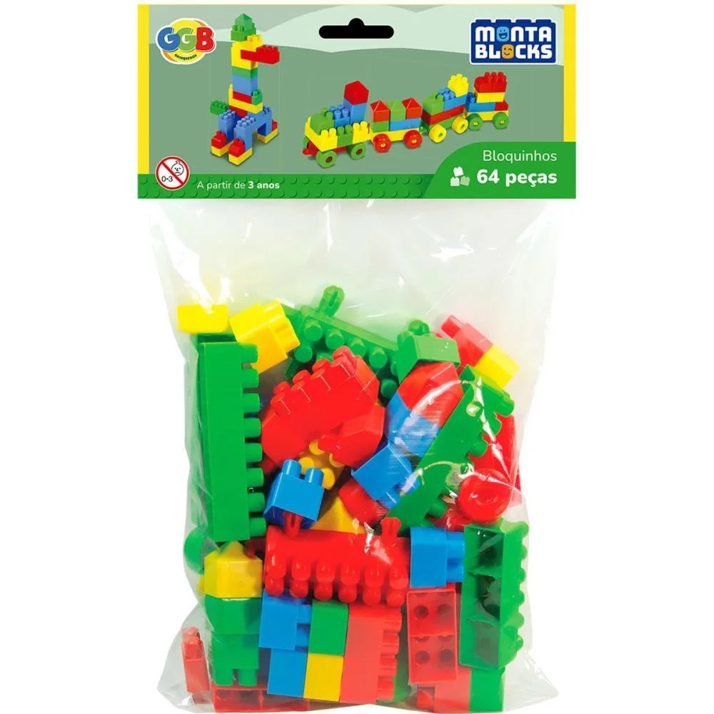 Brinquedo Para Montar Bloquinhos 64 Pecas Ggb Plast (Pacote) - imagem 2