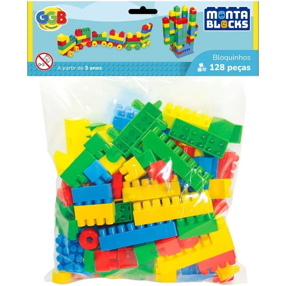 Brinquedo Para Montar Bloquinhos 128 Pecas Ggb Plast (Pacote) - imagem 3