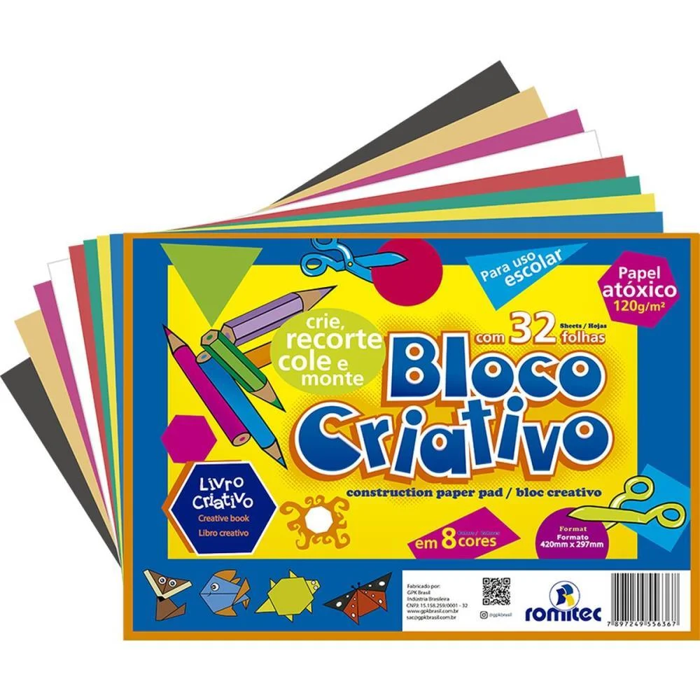 Bloco Para Educacao Artistica Criativo C/Livr.8C.a3 120G 32F Romitec (Unidade) - imagem 3