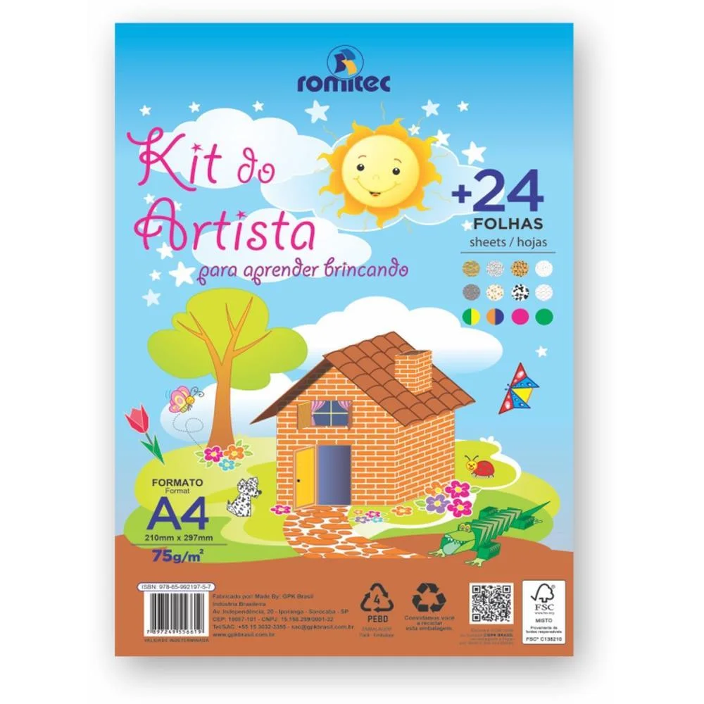 Bloco Para Educacao Artistica Kit Do Artista C/Livro A4 24F Romitec (Unidade) - imagem 2