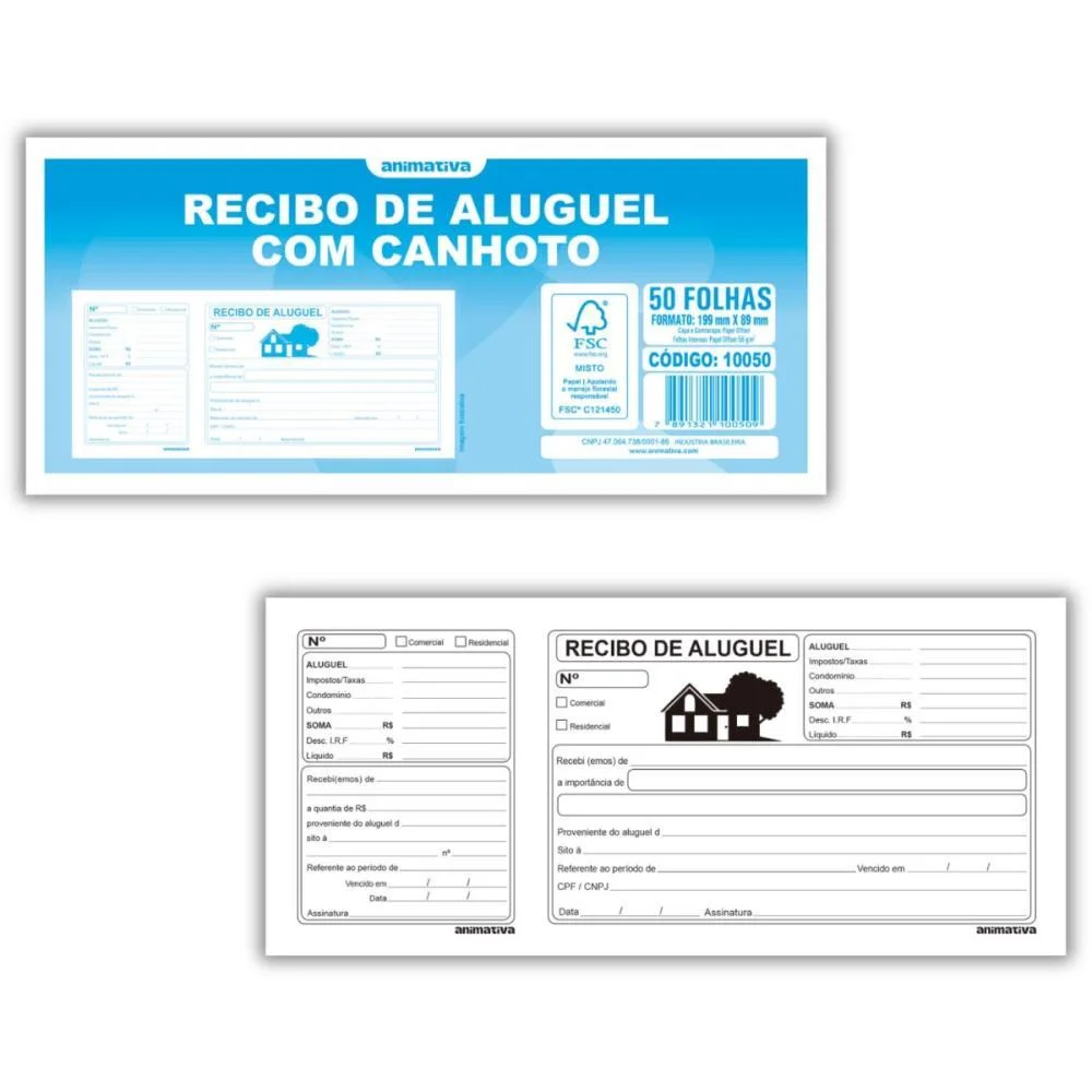 Impresso Recibo Aluguel Com Canhoto 50F Animativa (Pct.c/20) - imagem 2