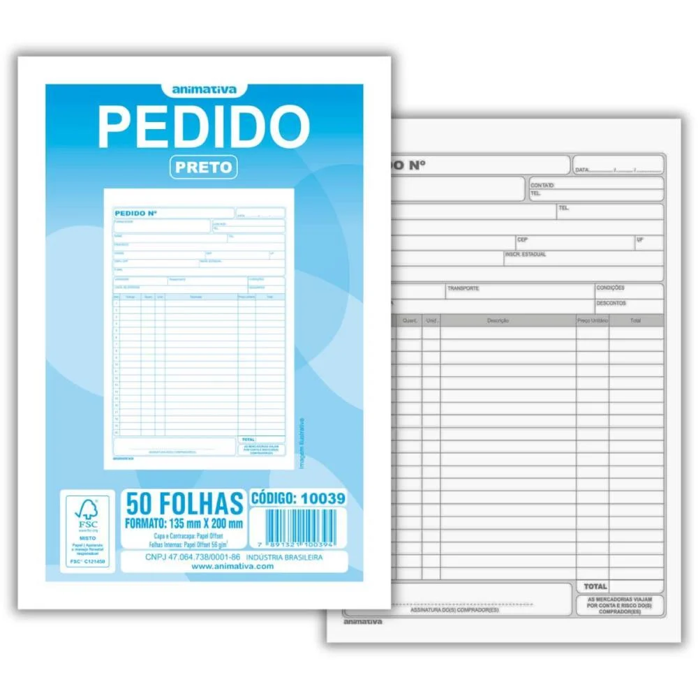 Impresso Talao De Pedido 1/18 1 Via 50 Folhas Animativa (Pct.c/20) - imagem 2