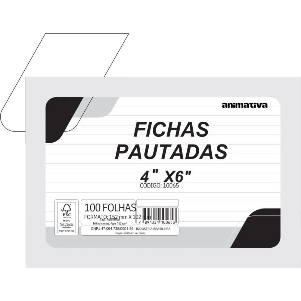 Ficha Pautada 4X6 152X102Mm Animativa (Pct/100) - imagem 2