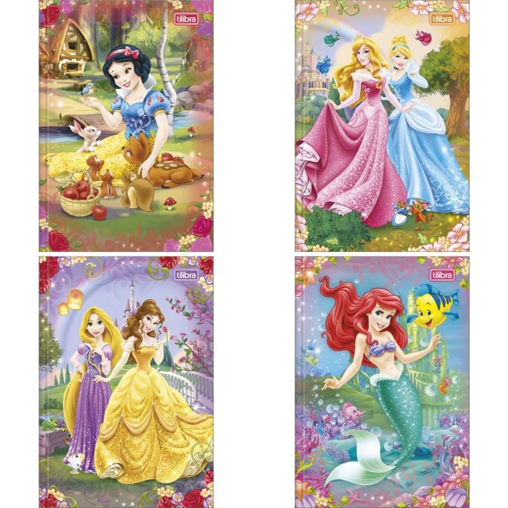 Caderno Brochura 1/4 Capa Dura Princesas 80Fls. Tilibra (Pct.c/05) - imagem 3