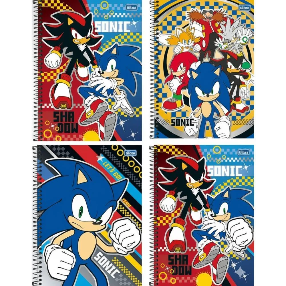 Caderno 01X1 Capa Dura Sonic 80Fls. Tilibra (Pct.c/04) - imagem 2