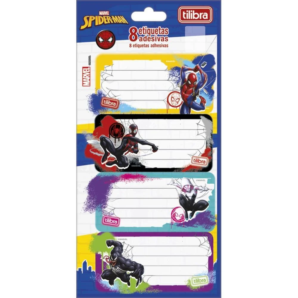 Etiqueta Escolar Decorada Spider Man C/8Etiq. 100X208Mm Tilibra (Pct.c/10) - imagem 4