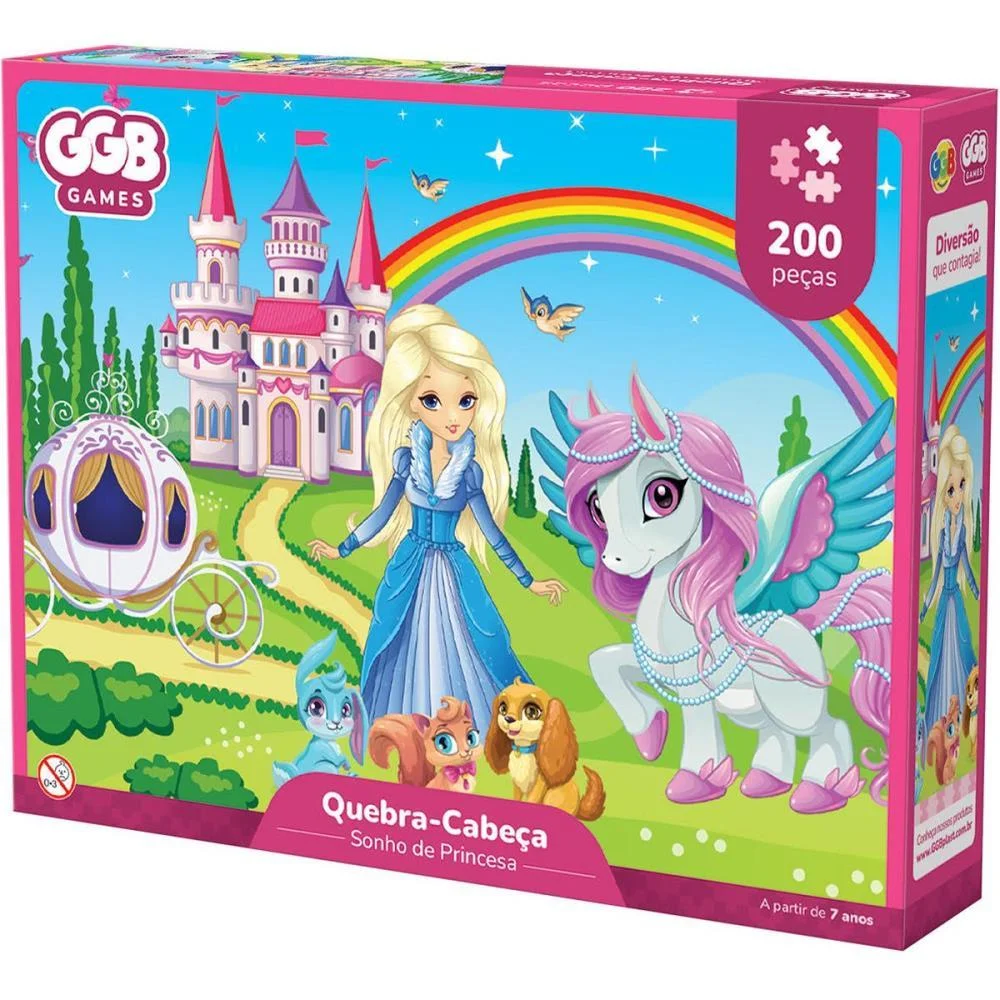 Quebra-Cabeca Cartonado Sonho De Princesa 200 Pecas Ggb Plast (Unidade) - imagem 2