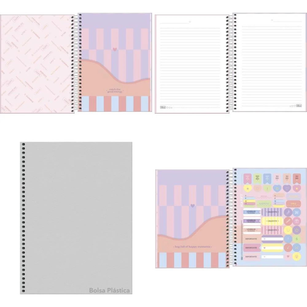 Caderno 01X1 Cp.dura Colegial Happy 80Fls. Tilibra (Pct.c/04) - imagem 3