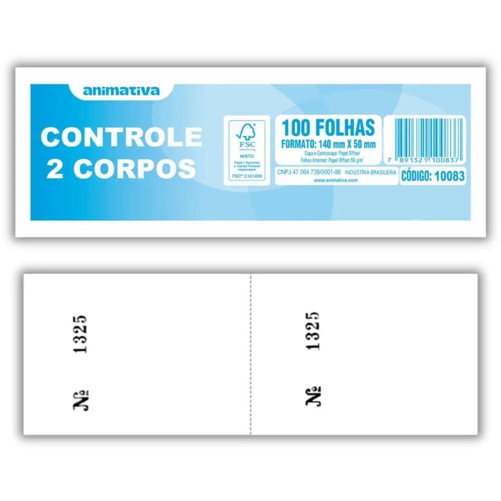 Impresso Talao Controle 2 Corpos 100F. 5X14 Animativa (Pct.c/20) - imagem 3