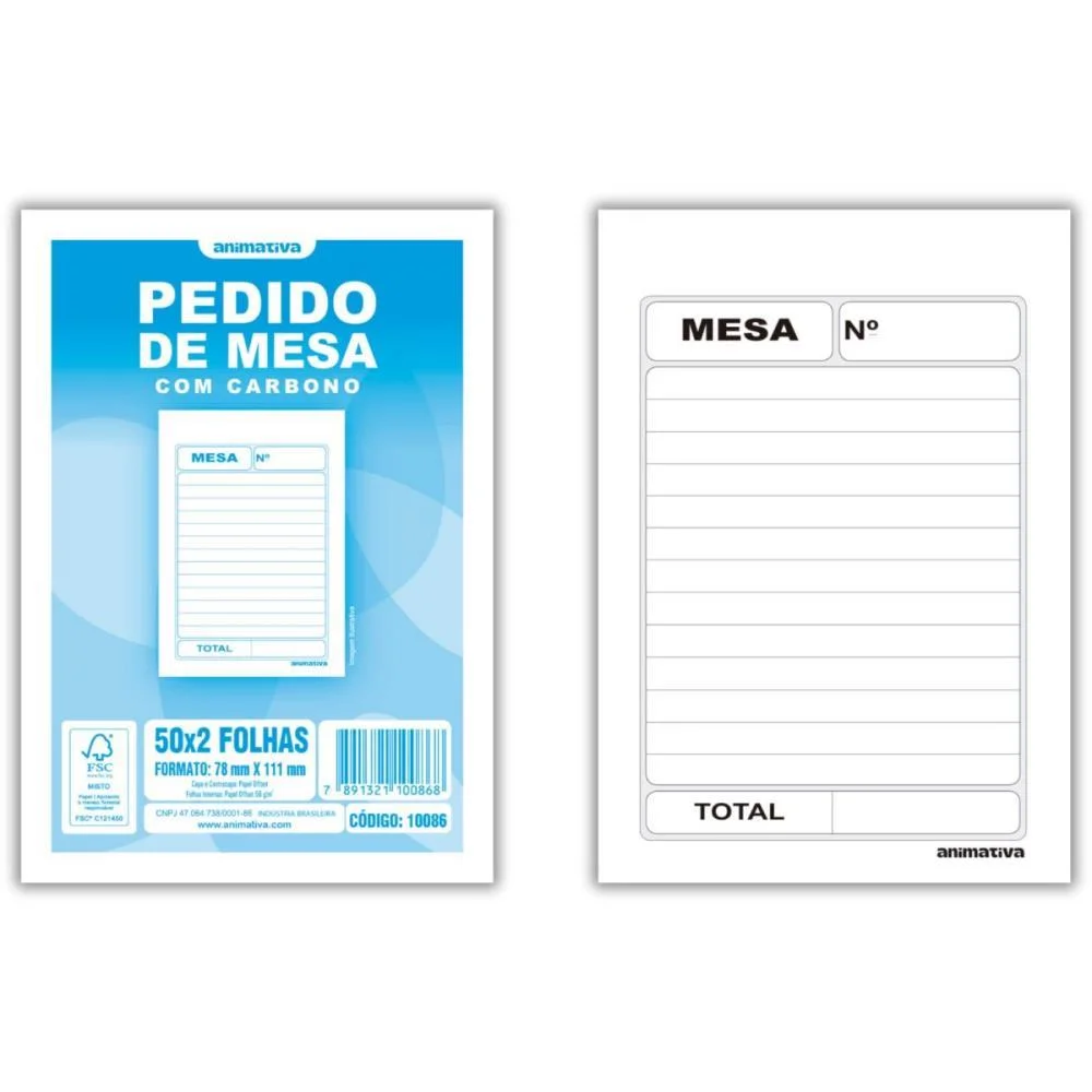 Impresso Talao De Pedido Mesa 2 Vias 50 Folhas Carbono Animativa (Pct.c/20) - imagem 2