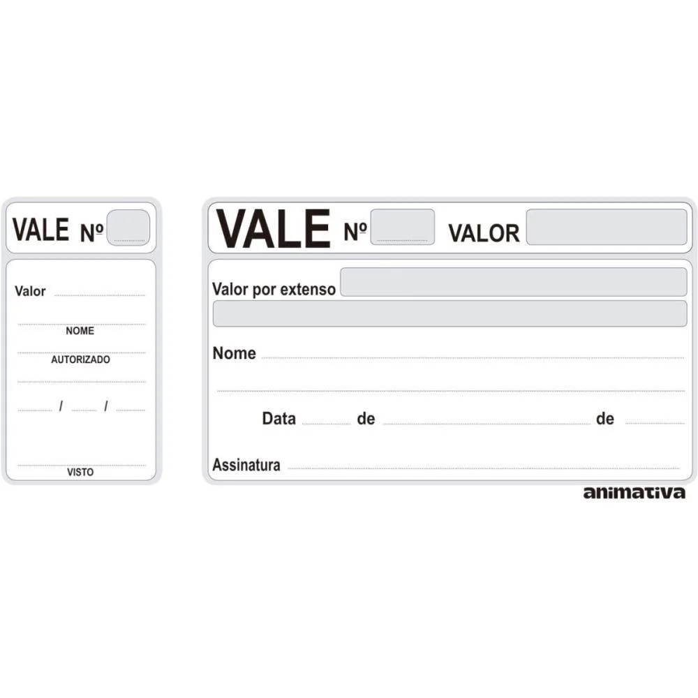 Impresso Vale 100 Folhas Com Canhoto Animativa (Pct.c/20) - imagem 4