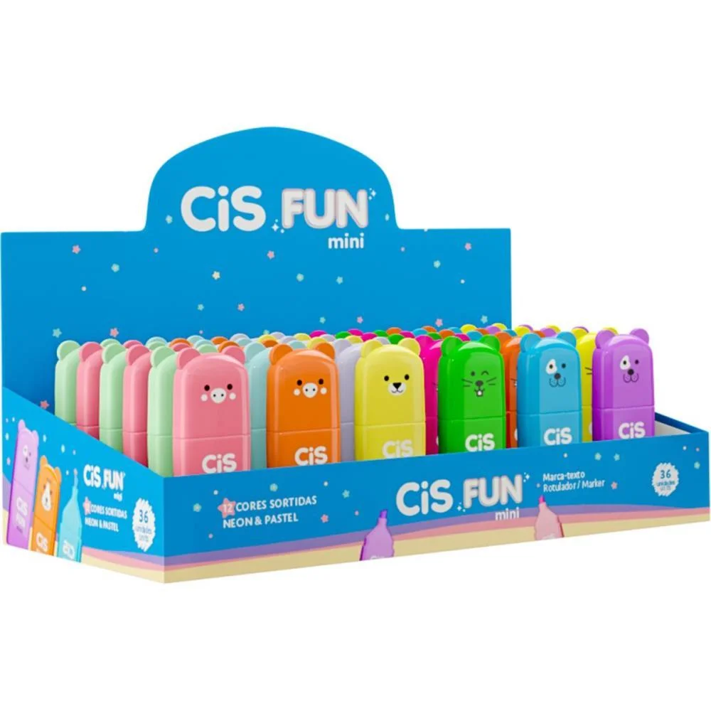 Caneta Marca Texto Cis Fun Mini 12 Cores Sortidas Sertic C/ 36 Unidades - imagem 3