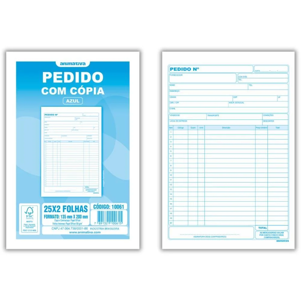 Impresso Talao De Pedido 1/18 2 Vias 25 Folhas 137X207 Animativa (Pct.c/20) - imagem 3