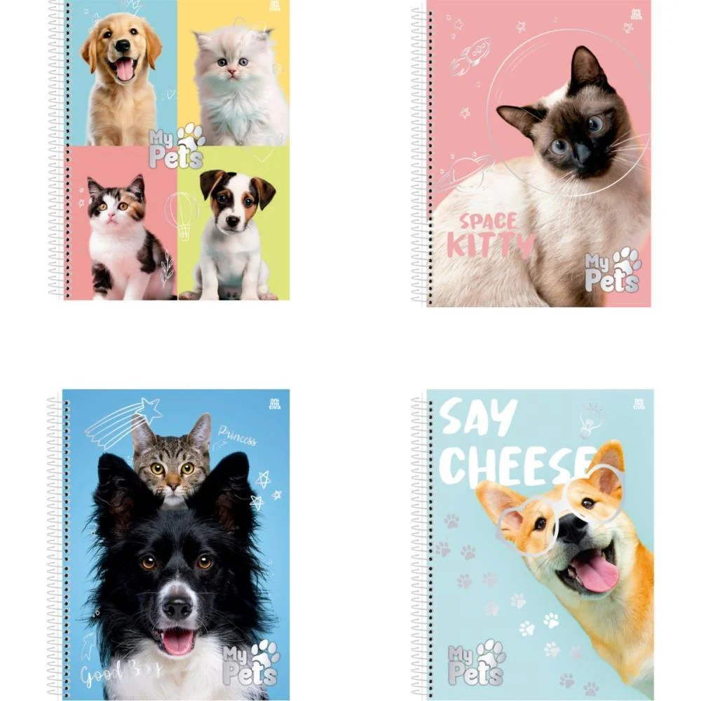 Caderno Espiral 1/4 Capa Dura My Pets 80F Animativa (Pct.c/10) - imagem 2