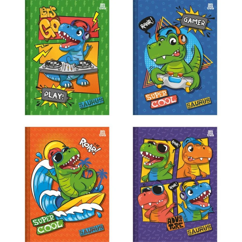 Caderno Brochura 1/4 Capa Dura Saurus 80F Animativa (Pct.c/05) - imagem 2