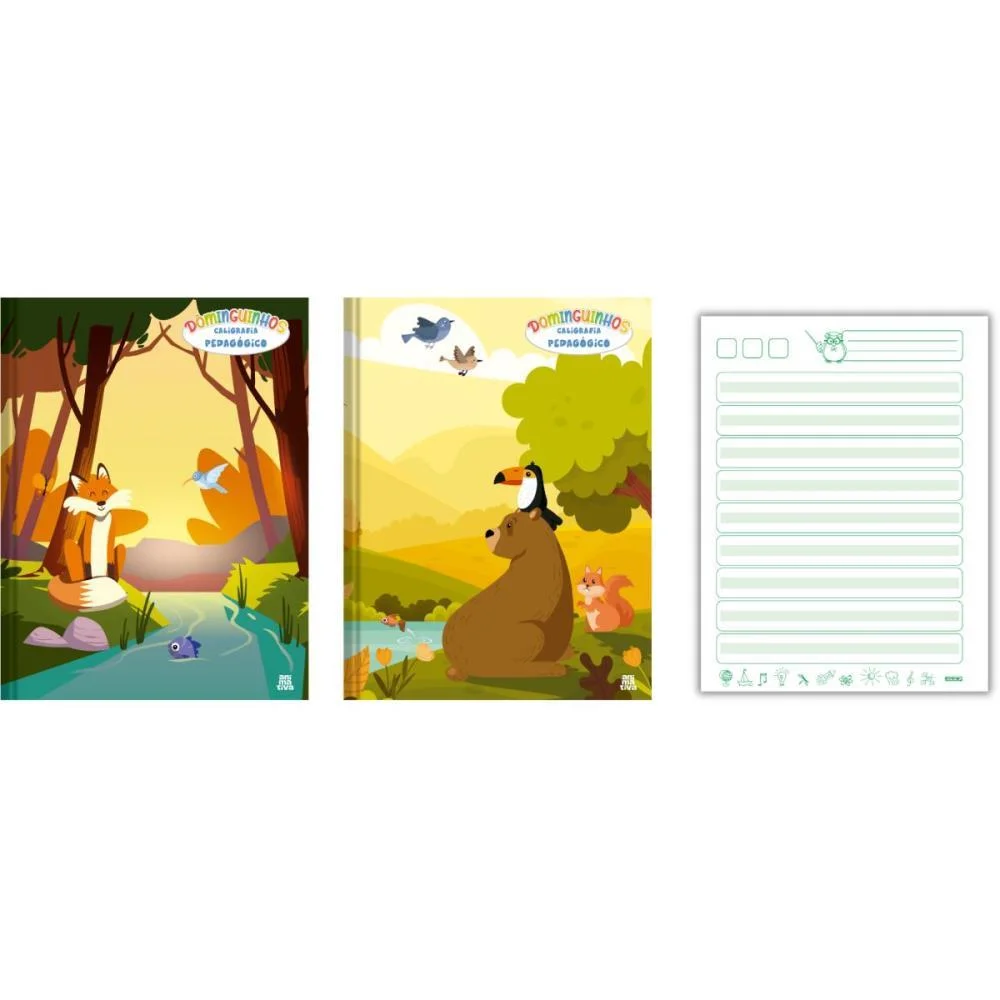 Caderno Caligrafia Capa Dura Dominguinhos P.verde Cost.40F Animativa (Pct.c/05) - imagem 4