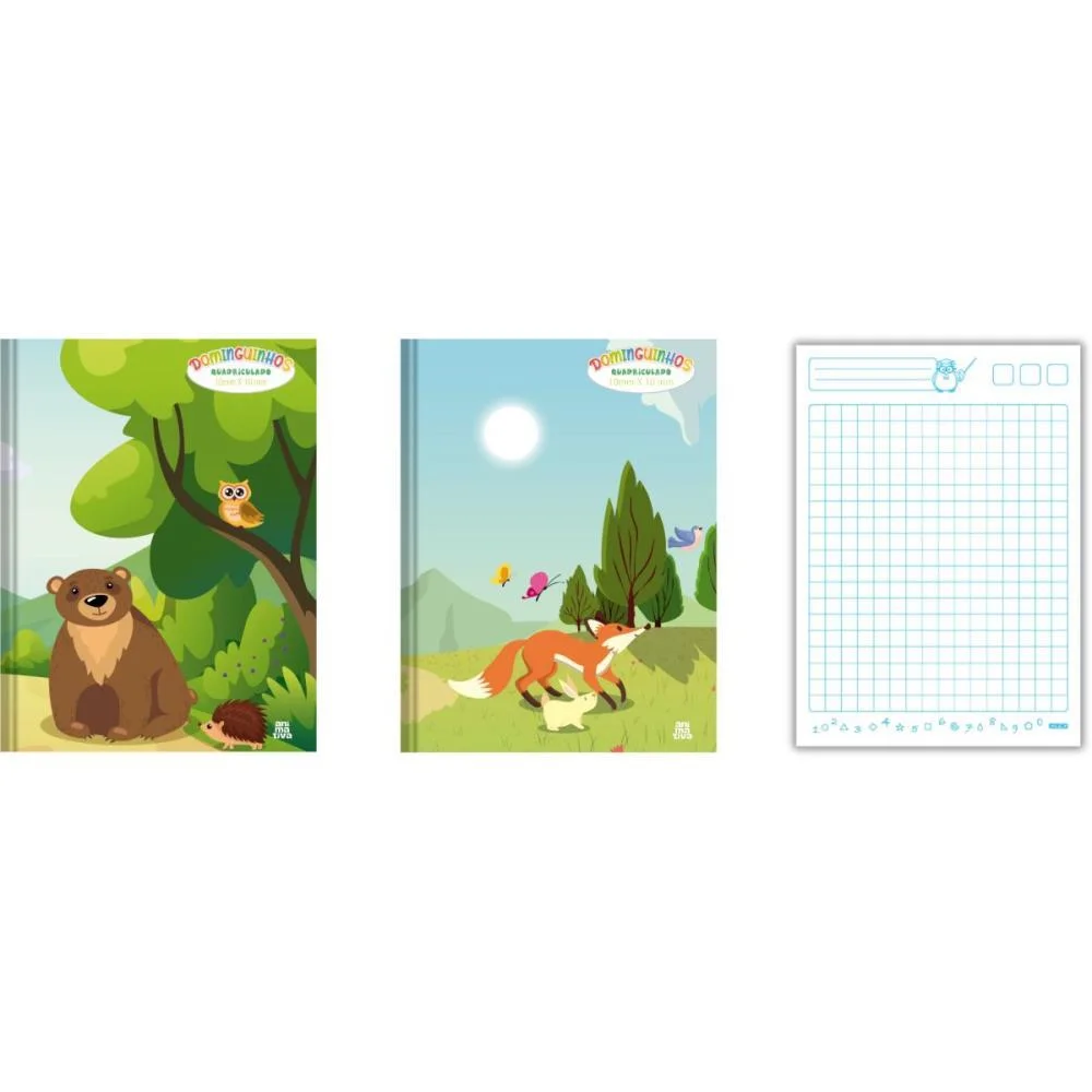 Caderno Quadriculado Univers. Dominguinhos Cost. 1X1Cm 40F Animativa (Pct.c/05) - imagem 2