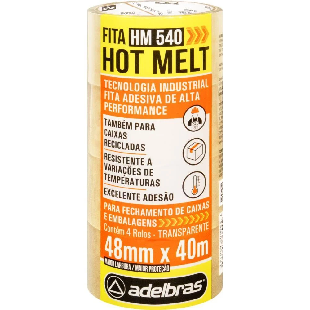 Fita Para Empacotamento Hot Melt 48X40M Transparente Adelbras (Pct.c/04) - imagem 2