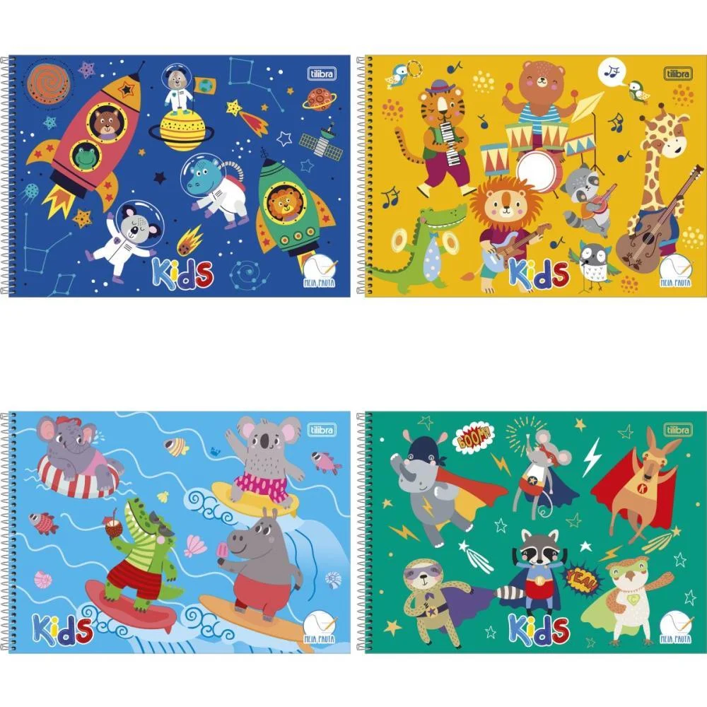 Caderno Desenho Univ Capa Dura Kids Meia Pauta 40F Esp Mascul Tilibra (Pct.c/04) - imagem 2