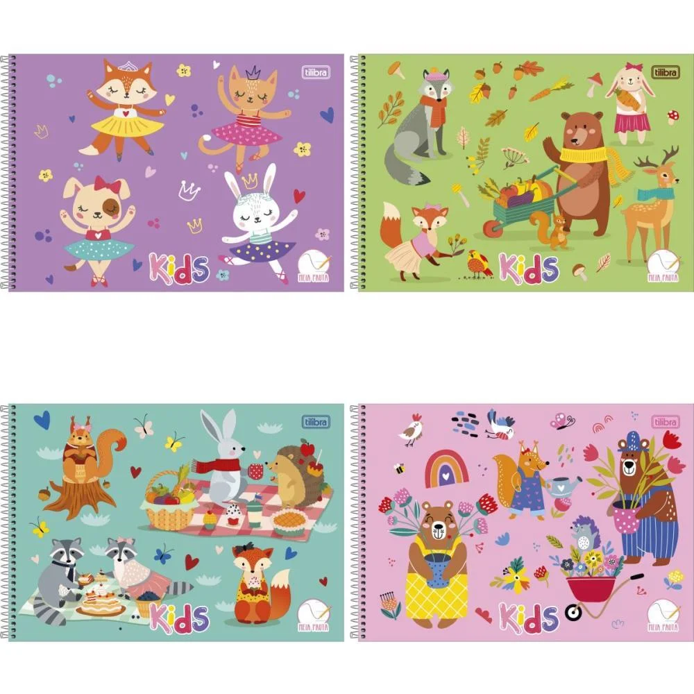 Caderno Desenho Univ Capa Dura Kids Meia Pauta 40F Esp Femin Tilibra (Pct.c/04) - imagem 4