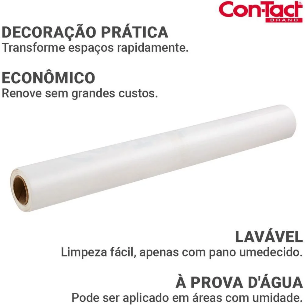 Contact Liso 45Cmx10M Brilho Branco Contact (Rolo) - imagem 3