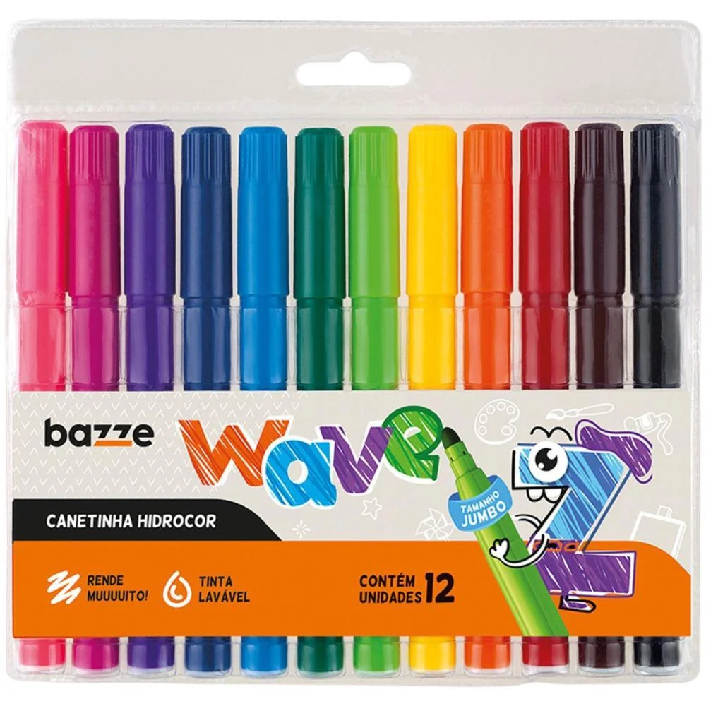 Caneta Hidrografica Jumbo Bazze Wave 12 Cores Summit (Pct.c/12) - imagem 2